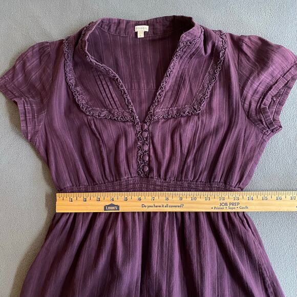Vintage Fossil Dress Boho Romantic Cottage Womens L Purple Short Sleeve Lined - Picture 10 of 13
